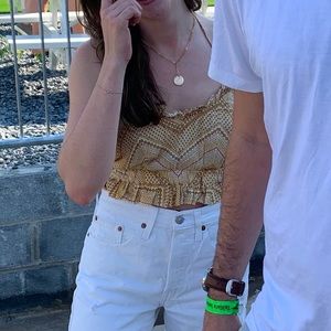 Yellow tie crop top